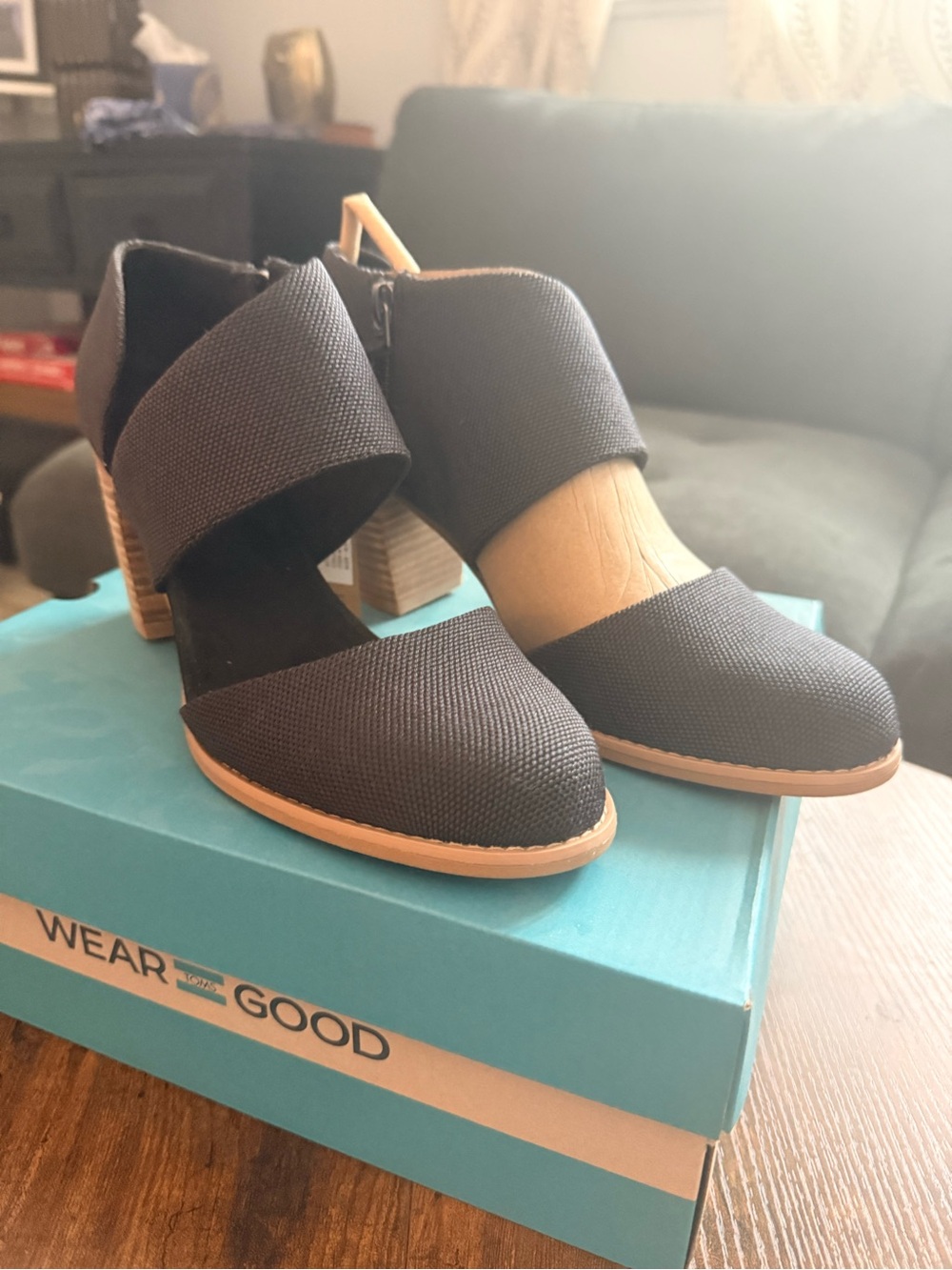 Toms Milan Black Block Heel - New